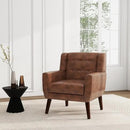 UIXE Faux Leather Accent Chair, Morden Upholstered Armchair for Living Room, Button Tufted Arm Chair Comfy Single Sofa Bedroom Side Reading Seat - Coffee by CozyNest Decor