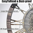 DORBOKER 36" Extra Large Wall Clock with Moving Gears, Oversized Giant Industrial Steampunk Rustic Clocks for Wall Decor Living Room Home Office, Solid Wood Retro Metal,Carbon Grey by CozyNest Decor
