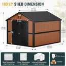 10x12 Ft Outdoor Storage Shed, Extra Large Metal Shed with Lockable Doors, 2 Windows, Outside Steel Tiny House Ideal for Garden, Backyard, Patio Utility, Tool Storage, Chicken Coops by GreenHaven Gardens