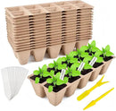 240 Cells Peat Pots Seed Starter Tray 24 Packs Biodegradable Seedling Pots Germination Trays Peat Pot for Seedling Organic Seed Starting Trays kit with 24 Labels 2 Transplant Tools by GreenHaven Gardens
