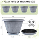 16 Inch Large Planter Pot for Plants Indoor Outdoor, 4 Pack Plastic Flower Pots with Drainage Hole & Tray, Modern Decorative Garden Pot with Saucer, Plant Container for House by GreenHaven Gardens