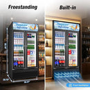 Commercial Beverage Refrigerator, 40 Inch 35 Cu.Ft. Commercial Drink Fridge, Display Refrigerator with Double Glass Door, Commercial Display Fridge with 8 Adjustable Shelves, for Shop,Restaurant,Bar by CozyNest Decor