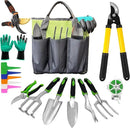 Gardening Tools – 42 Piece Premium Gardening Tool Set,Heavy Duty Hand Tools with Fashion Garden Tools Organizer Handbag,Rust-Proof Gardening Tool Kit, Ideal Gardening Gifts for All (Green/Grey) by GreenHaven Gardens