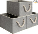 StorageWorks Storage Baskets for Shelves, Foldable Fabric Closet Storage Bins with Handles, Fabric Storage Bins Clothes Organizer, Gray, 3-Pack, Large by TinyTreasures Baby Boutique