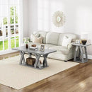 47” Wood Coffee Tables for Living Room Rustic Stands with Storage Shelf Grey Coffee Tables for Living Room Farmhouse Center Stands with Shelf Farmhouse Rectangle Center Table by CozyNest Decor