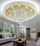 Modern Crystal Chandeliers LED Dimmable Flush Mount Ceiling Chandeliers for Living Room High Ceiling Entrance Foyer Lobby Bedroom Gold by CozyNest Decor