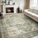 AMOAMI Vintage Soft Green Area Rug - 9x12, Non-Slip, Washable for Living Room, Bedroom, Dining Room, Office by CozyNest Decor