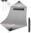 13FT Hammocks, Traditional Hand Woven Cotton Rope Hammock with Free Extension Chains for Outdoor Indoor Patio Yard 450 LSB Capacity for Two Person (Dark Grey) by GreenHaven Gardens