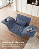 Txtin's Comfy Accent Chair Reading Chair for Bedroom Cozy Wing Arm Living Room Single Sofa Chair with Angle Adjustable Arms Navy Blue Corduroy Easy Assembly by CozyNest Decor