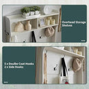 JXQTLINGMU 42" Farmhouse Hall Tree with Shoe Storage, Entryway Bench with 12 Cubbies, 7 Hooks & Barn Doors, Mudroom Coat Rack Cabinet, Off White by CozyNest Decor