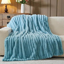 NEWCOSPLAY Faux Fur Throw Blanket Blue 3D Ribbed Plush Thick Warm Blanket for Couch Sofa Bed 850GSM (Blue Ribbed, Throw(50"x60")) by CozyNest Decor