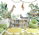 WFBHUA-Kids Safari Wallpaper Tropical Jungle Botanical Leaf Wall Mural for Nursery Boys Bedroom Girls Bedroom Playroom (Not Peel and Stick) by CozyNest Decor