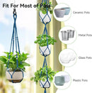 USLAI Macrame Plant Hanger Indoor Outdoor, Up to 4-15 inch Pot, Heavy 20lb Planters, Extra Long Strong Hanging Planter Basket Holder, Boho Home Decor, 35+72 Inch, Blue (POTS NOT Included) by GreenHaven Gardens