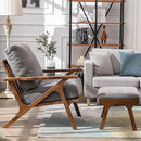 Wahson Mid Century Arm Chair and Ottoman Set, Upholstered Accent Armchair with Wood Frame and Canvas Cushions, Leisure Slipper Chair for Living Room/Bedroom, Grey by CozyNest Decor