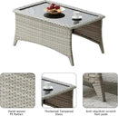 Patio Tables Wicker Coffee Table - Outdoor Rattan Coffee Tables with Glass Top for Patio Proch Deck Balcony Rectangle Light Grey by GreenHaven Gardens