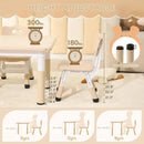 Height-Adjustable Kids Table and Chairs, 31.5''L x 23.6''W Toddler Table and 4 Chairs Set with Anti-Slip Foot Covers, Children Activity Table for Ages 2-10, Graffiti Desktop by CozyNest Decor