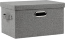 Medium 15" 21 Quart Collapsible Stackable Storage Bins with Lids, 1 Pack Gray Foldable Fabric Closet Storage Boxes with Lids, 4 Handles Heavy-duty Linen Cube Baskets for Bedroom by TinyTreasures Baby Boutique