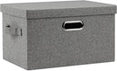 Medium 15" 21 Quart Collapsible Stackable Storage Bins with Lids, 1 Pack Gray Foldable Fabric Closet Storage Boxes with Lids, 4 Handles Heavy-duty Linen Cube Baskets for Bedroom by CozyNest Decor