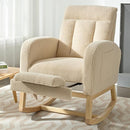 NIOIIKIT Modern Nursery Rocking Chair, Teddy Upholstered Rocking Chair with Footrest, Comfortable Glider Rocker with Side Pocket for Living Room, Bedroom, Nursing Room (Beige) by TinyTreasures Baby Boutique