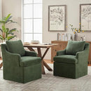 VKNOW Upholstered Dining Chairs, Modern Kitchen Chairs Dinner Chairs with 4 Casters, Linen Armchair for Bedroom Reading Room Living Room, Green by CozyNest Decor