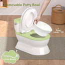2-in-1 Toddler Potty Training Toilet - Larger Potty Chair & Detachable Training Seat for Boys & Girls Ages 1-3 with Flushing Sound, Wipes Storage, Toilet Paper Holder - Green by TinyTreasures Baby Boutique