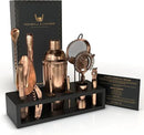Highball & Chaser 13-Piece Cobbler Cocktail Shaker Set Matte Copper Stainless Steel Bartender Kit For Home Bar Cocktail Set Laser Engraved Cocktail Tools Plus E-Book with 30 Different Cocktail Recipes by CozyNest Decor