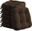 Codi 6 Pack Dining Chair Cushions, Thick Chairs Pads for Indoor Kitchen Room - Washable, Non-Slip Seat Cushion with Ties, 16.5"x16.5"x 3.5", Set of 6, Brown by CozyNest Decor