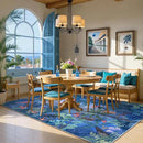 LIVEBOX Jungle Animal Print Dining Room Rugs for Under Table, Soft Modern Rug for Living Room, Washable Kids Rugs for Boy Bedroom, Non-Skid Blue Kids Carpet Playmat Rug for Play by CozyNest Decor