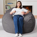 Homguava 3.5FT Bean Bag Chair: Teardrop Bean Bags with Memory Foam Filled, Compact Beanbag Chairs Soft Sofa with Corduroy Cover (Grey) by TinyTreasures Baby Boutique