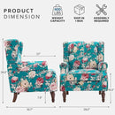 Lumibee Wingback Accent Chair,High Back Floral Armchairs in Fabric,Comfy Upholstered Reading Single Sofa Chair with Solid Wood Legs for Living Room,Bedroom,Office-Peacock Blue by CozyNest Decor