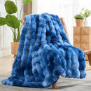 NEWCOSPLAY Faux Fur Throw Blanket Indigo Luxury Fluffy Thick Warm Bubble Blanket for Couch Sofa Bed 700GSM (Indigo, Throw(50"x60")) by CozyNest Decor