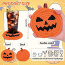 Whaline 4Pcs Halloween Pumpkin Handmade Braided Cotton Coasters Orange Black Pumpkin Shape Drink Coasters Absorbent Cup Coasters for Home Office Party Decor, 4.7 Inch by CozyNest Decor