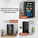 Kitchen Pantry Storage Cabinet with Doors and Adjustable Shelves, Metal ClosetMaid Food Pantry Cabinets, 75" Tall Freestanding Cupboard for Kitchen, Laundry or Utility Room, Black by CozyNest Decor