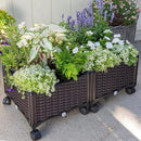 Barton 2 Pieces Rolling Garden Bed Brown Plastic w/Self-Watering Design Outdoor Elevated Planter Box Kit Wheels Mobile by GreenHaven Gardens