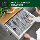 ROYAL CRAFT WOOD Luxury Bamboo Kitchen Drawer Organizer - Silverware Organizer - Utensil Holder and Cutlery Tray with Grooved Drawer Dividers for Flatware and Kitchen Utensils (5 Slot, Gray) by CozyNest Decor