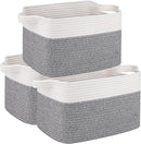 OIAHOMY 3 Pack Storage Basket for Organizing, 13''X9.85''X8.7'' Storage Bins,Woven Basket Basket with Handles, Toy Storage Basket Bin,Stylish Room Decor Basket, White & Grey variegated by TinyTreasures Baby Boutique