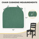 downluxe Indoor Chair Cushions for Dining Chairs, Soft and Comfortable Textured Foam Kitchen Chair Pads with Ties and Non-Slip Backing, 16" x 16" x 2", Dark Green, 6 Pack by CozyNest Decor
