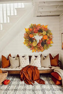 Fall Wreaths for Front Door 26'' Autumn Velvet Pumpkin Wreath with Metal Hook Large Harvest Maple Wreath Fall Decoration for Home Halloween Thanksgiving Decoration, Briful by CozyNest Decor