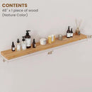 Floating Shelves for Wall Decor, Rustic Solid Elm Wood Live Edge Floating Shelves Wall Mounted, Wall Shelves with Invisible Bracket for Living Room Bathroom Bedroom Kitchen, 48 Inch, Natural by CozyNest Decor