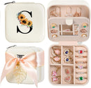AYGXU Travel Jewelry Box for Women and Girls - Small Case With Initial A-Z - Teacher Gifts by TinyTreasures Baby Boutique