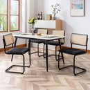 Mid Century Modern Rattan Dining Chairs Set of 4, Boucle Kitchen Chairs with Handwoven Mesh Rattan Backrest and Metal Legs, Upholstered Accent Side Chairs, Black by CozyNest Decor