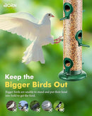iBorn Metal Bird Feeders 6 Ports Hanging Wild Bird Seed Feeder for Mix Seed Blends, Niger Seed Feeder, Sunflower Heart, Birdbath, Heavy Duty All Metal Green Finishing 14 Inch 6Port by CozyNest Decor