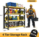 Garage Shelving Unit, 4 Tier Heavy Duty Racks, Easy Assembly, Metal Racks with Adjustable Shelves, 3000 LBS Load Capacity,for Warehouse,Basement (Black&Yellow, 19.7" D x 59.1" W x 78.7" H) by GreenHaven Gardens