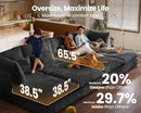 Oversized Modular Sofa, Extra Deep Cloud Corduroy Sectional Couch with Ottoman Chaise, Fluffy Chenille 6 Seat U-Shaped Sofa for Living Room, Villa (U Shape 6 Seater, Corduroy Black) by CozyNest Decor