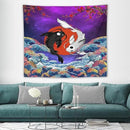 Houselerax Japanese Koi Fish Tapestry, Yin Yang Big Wave Cherry Blossom Tapestries Wall Hanging for Bedroom Living Room Office Decor 60"x50" by CozyNest Decor