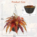 Hollyone Fall Hanging Baskets Small Artificial Fern Orange 21 Leaves Fall Hanging Decor Plant Boston Ferns Silk Plants with Black Rattan Baskets Outdoors Indoor Fake Fern Autumn Decorations for Home by GreenHaven Gardens