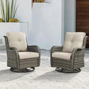 Outdoor Patio Swivel Rocker Chairs - Wicker Rattan Patio Swivel Rocking Chairs Set of 2 with High Back,Deep Seating and Comfort Cushions for Deck Porch Garden,Mixed Grey/Beige by GreenHaven Gardens