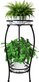 CASIMR 2 Tier Plant Stand Indoor Outdoor, 26.6" Tall Metal Potted Holder Rack Multiple Flower Pot Stand Heavy Duty Plant Shelf Rustproof Iron Plant Round Supports Rack by GreenHaven Gardens