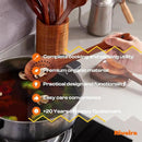 Riveira Set of 3 Dark Teak Spoons for Cooking - Wooden Kitchen Utensil Set - Non-Toxic Cooking Utensils - Wooden Spatula for Cooking - Teak Wood Utensils for Non-Stick Cookware by CozyNest Decor