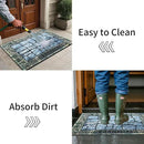Door Mat Welcome Mat, Heavy Duty Door Mat 23.6 x 35.4 Inch Front Door Mat Rug Doormat for Outdoor Entrance Home Non-Slip Rubber Rug for Front Door, Outside, Entryway, Patio (Blue Welcome)